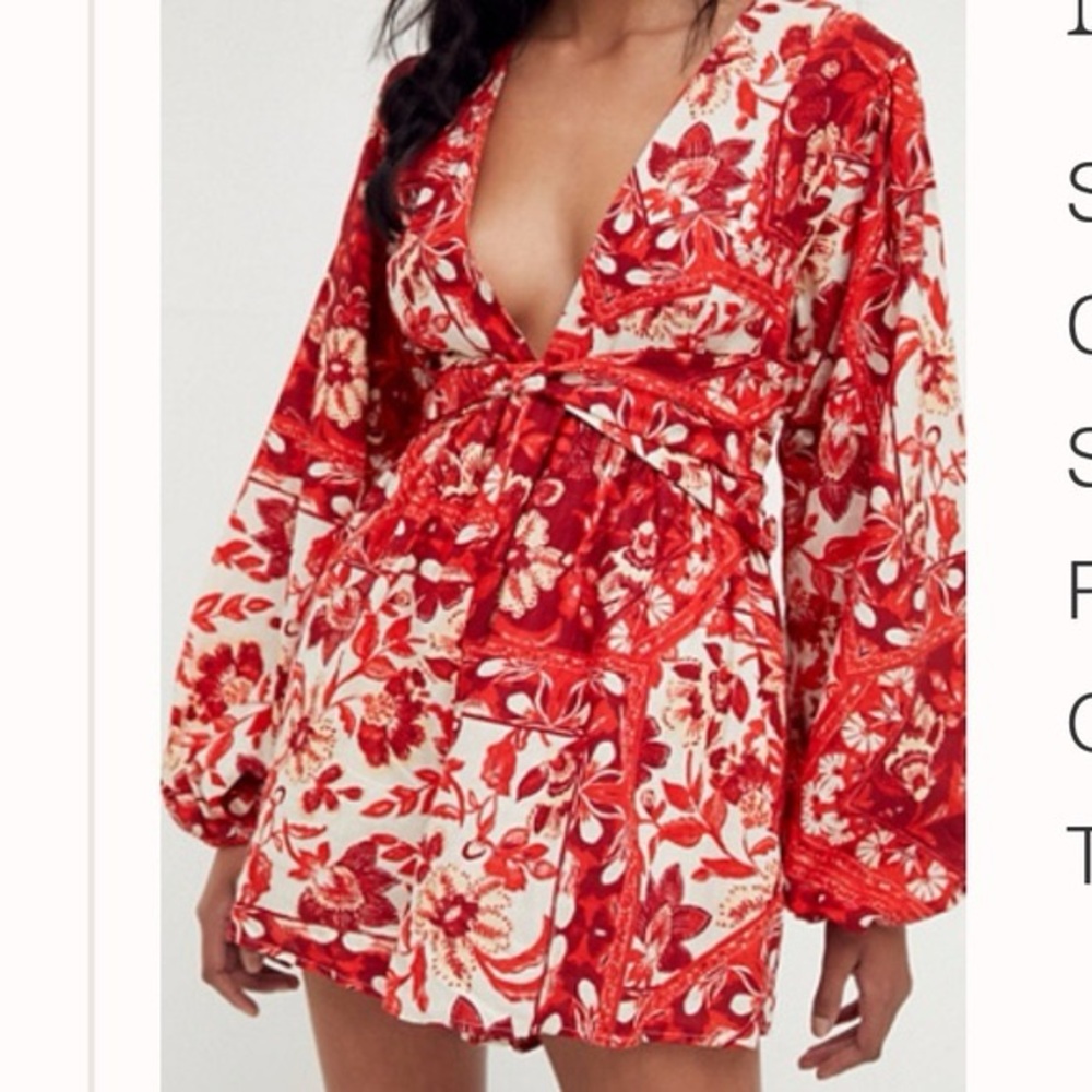 Free People Red Floral Jumpsuit Size S 55% Lin 45% viscose futter 100% viscose